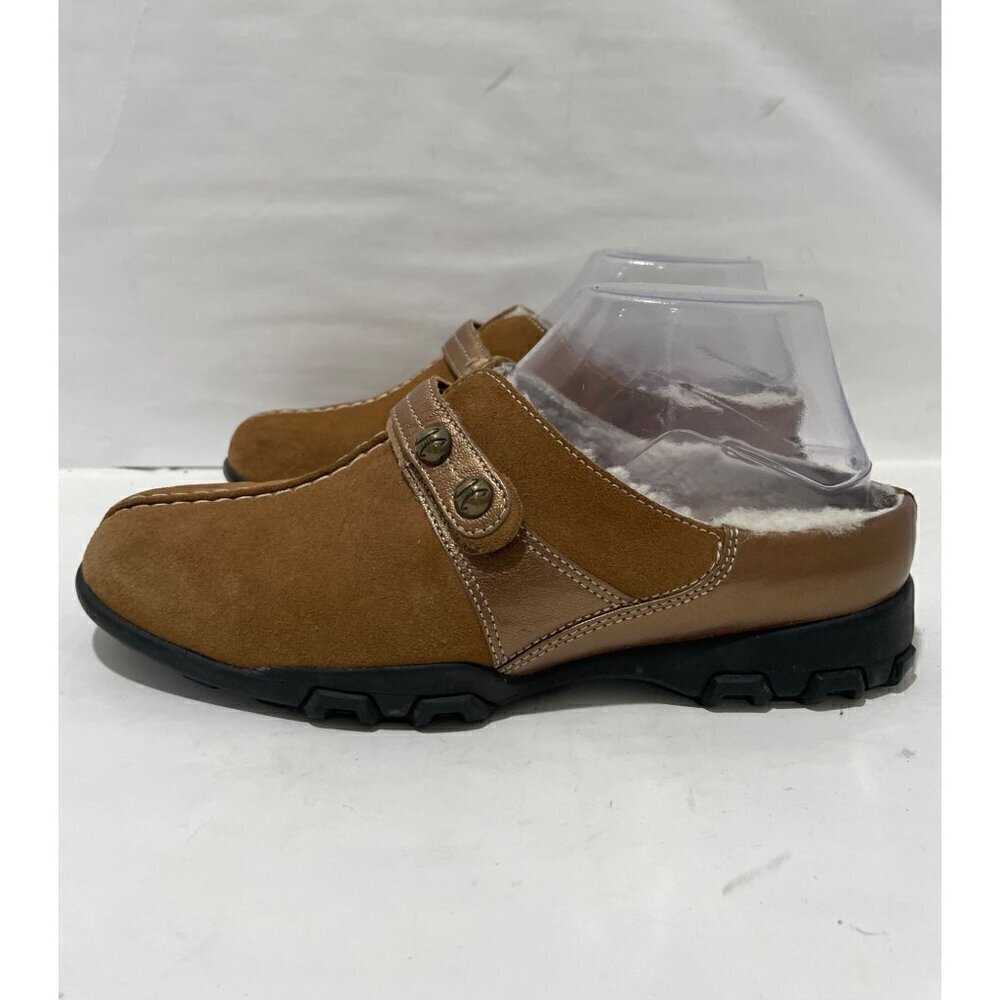 Cole Haan Womens Mules Mirabel Suede Waterproof Tan Shearling Lined Clogs Size 7